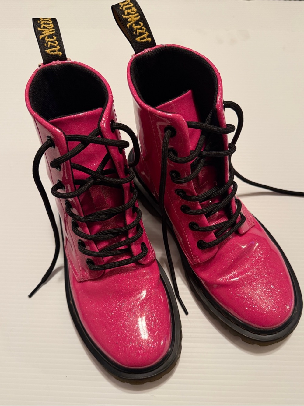 Dr. Martens Hot Pink Patent Lace-Up Combat Boots